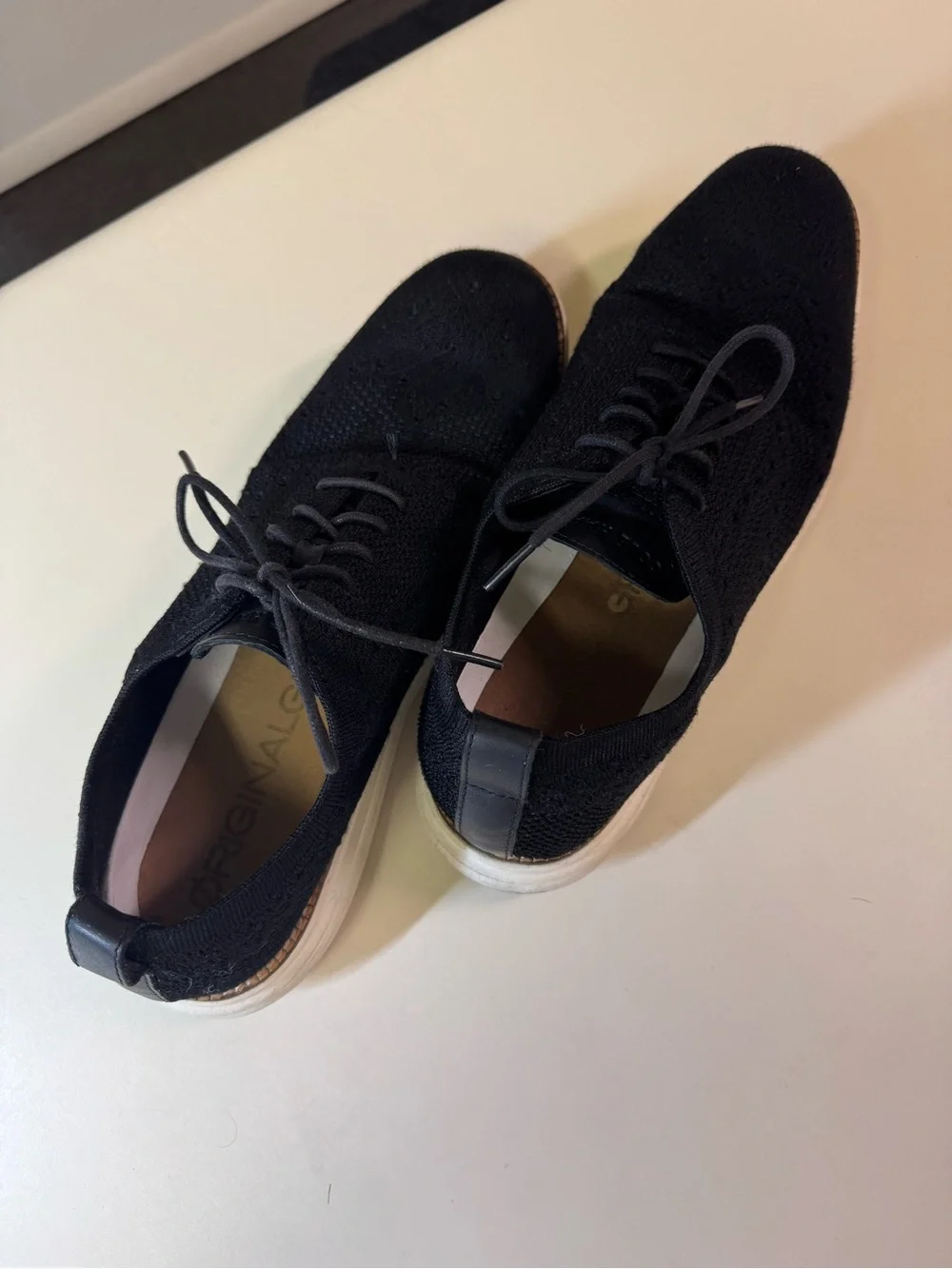Cole Haan Black Knit Lace-Up Slip-On Sneakers